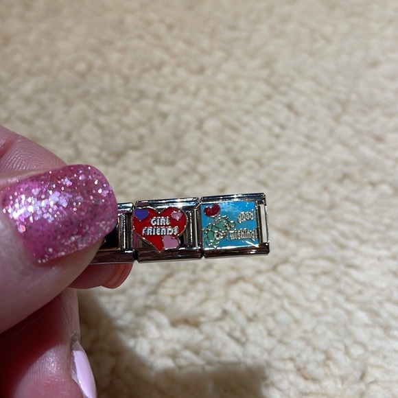 Set of 5 interchangeable charms. 3 marked stainless. Wine, love my man, BFF - Picture 4 of 6